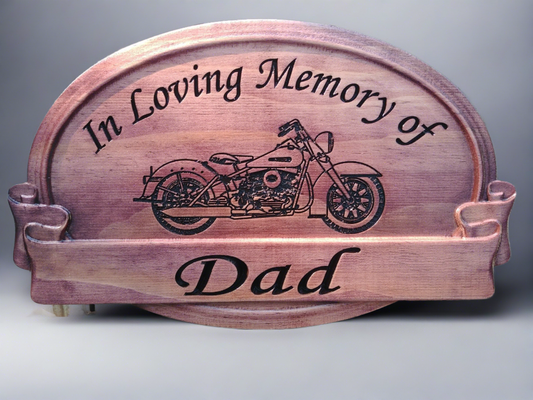 Wooden Memorial Plaque with Harley Motorcycles, Memorial wood sign