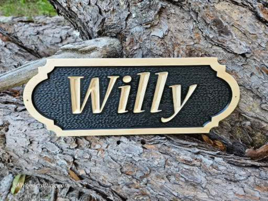 Solid Pine Textured Engraved Horse Stall name plate