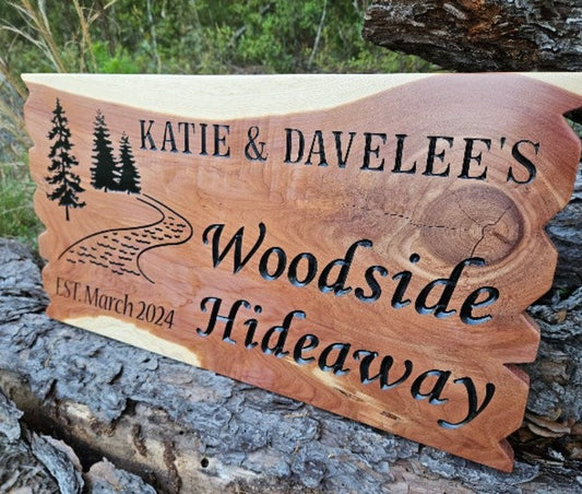 Custom Eastern Red Cedar House sign, RV Camping signs