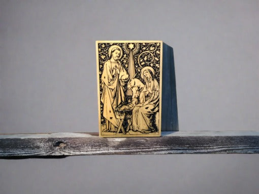 Solid Wood Engraved Plaque with Nativity Scene, Christian gifts