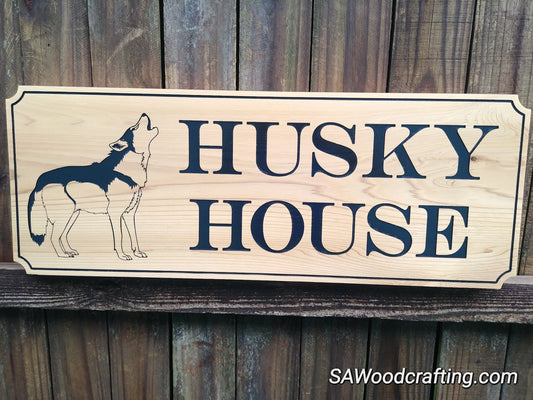 Personalized All Weather Outdoor Doghouse sign, Husky Dog sign