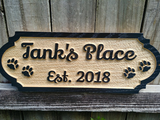 Custom Made Solid Oak Dog Tag Name sign Gift for Dog Owners