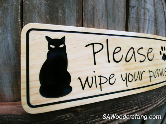 Custom Wooden Pet Door Sign with Cats and Dogs