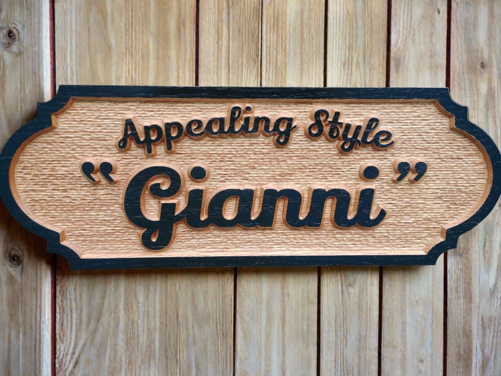 This hardwood Horse stall name plate is personalized with your Horse's registered name and their Barn name. 3D wood carved name sign.