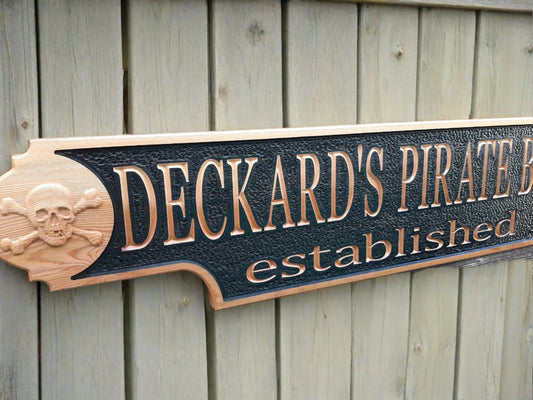 Large 3D wood carved Nautical Quarter Board Vessel Name sign