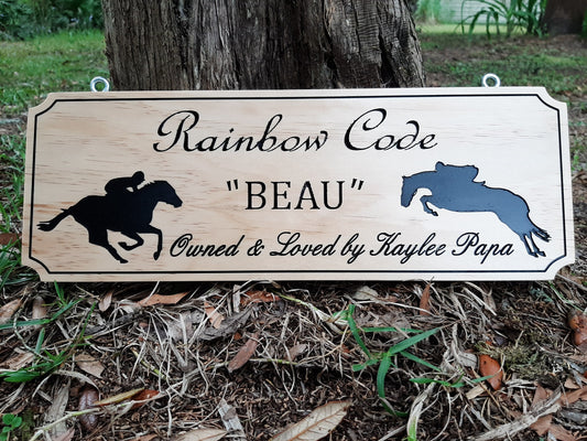 Custom Stall sign with Race Horse, Jumping Horse sign