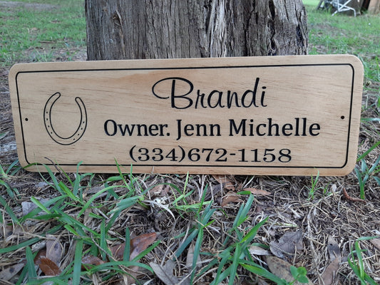 Personalized Equine Owner name plaque with Phone number