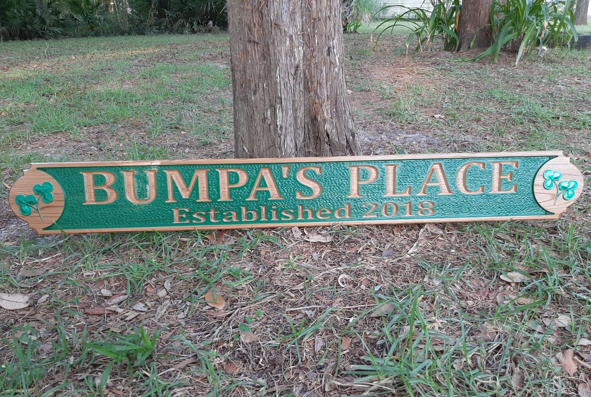 Custom wooden outdoor driveway sign made in the USA.