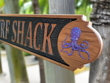 wood carved octopus, hand painted nautical decorations with Octopus. made in the USA