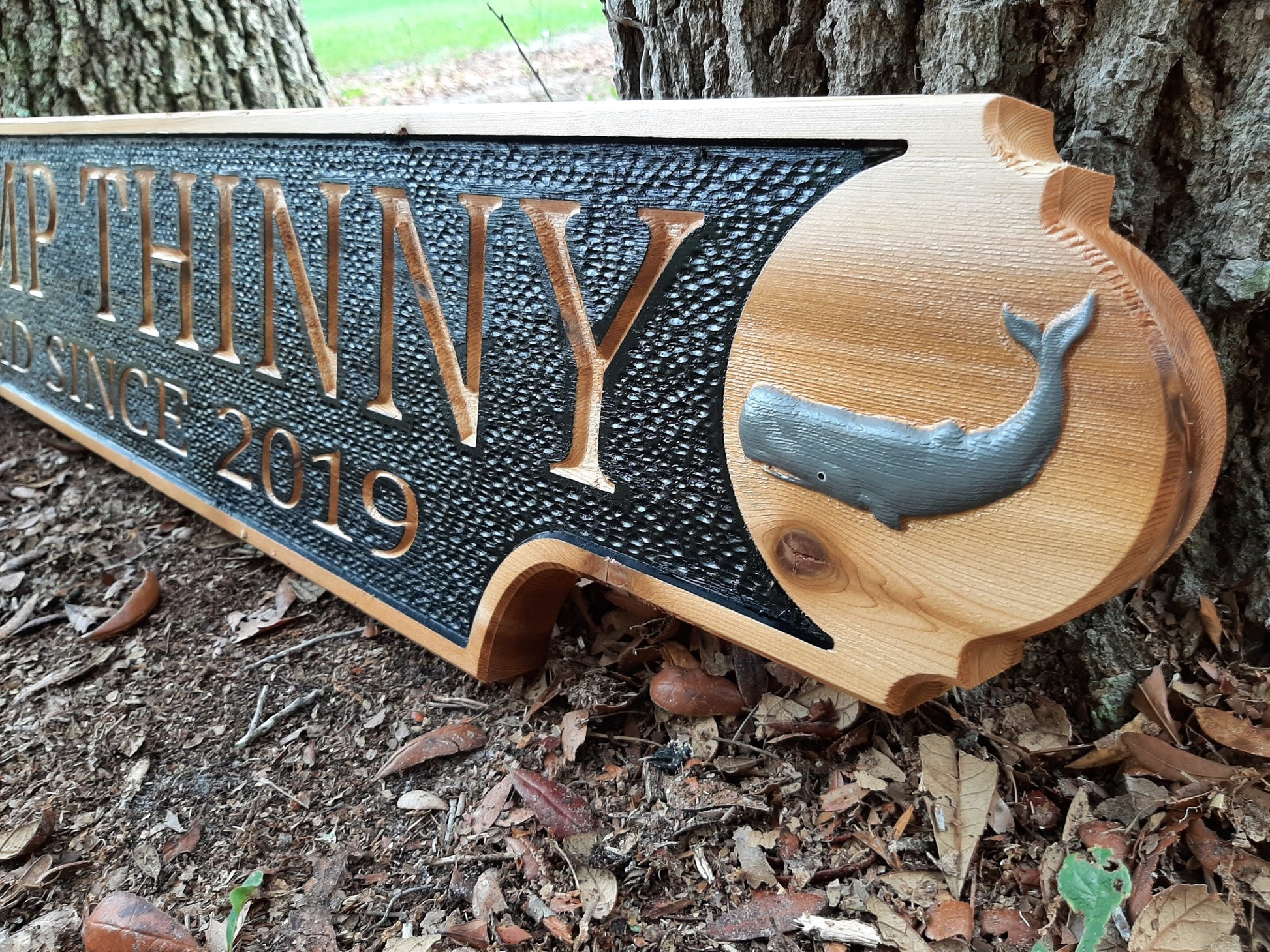 3d wood carved whale name sign, nautical wall art.