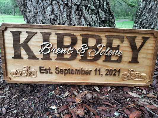Custom Harley Motorcycle Biker Couple Wedding Gift sign wood