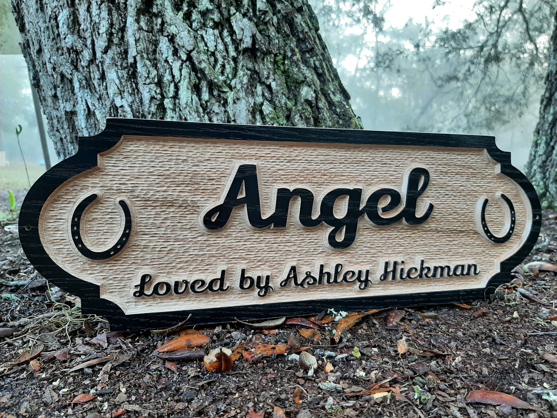 red oak 18 inch horse stall name signs made in the USA.