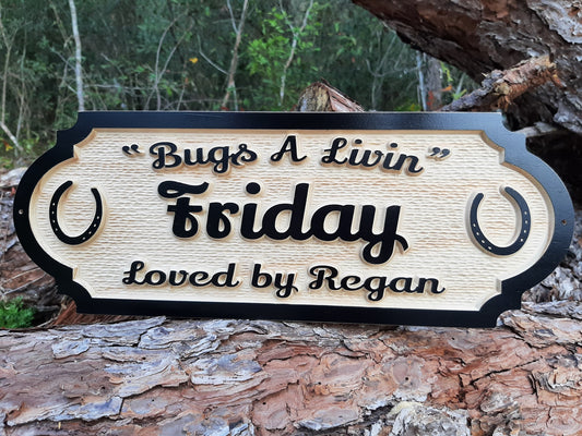 Personalized Horse Stall Sign with Horseshoes