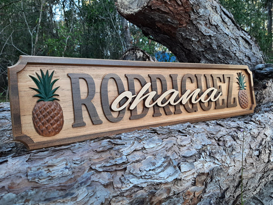 Hawaiian Ohana Family Wedding Gift, Hawaiian Last Name sign