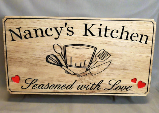 Custom made wooden signs for the Chef's kitchen