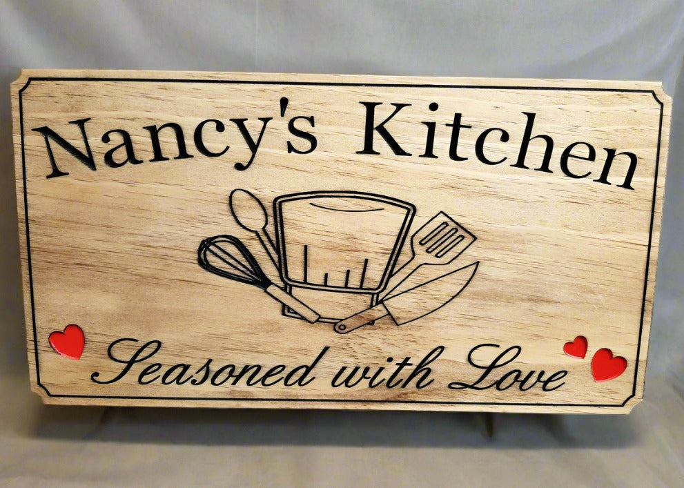 Custom made wooden signs for the Chef's kitchen