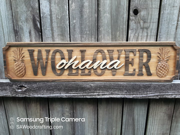 Hawaiian Ohana Family Name sign and Wedding gift, wooden last name sign made in the USA.