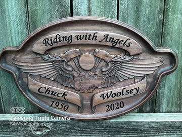 Custom Personalized Harley biker name sign carved from solid American Select Pine, Biker Memorial Name sign for the motorcycle enthusiast.