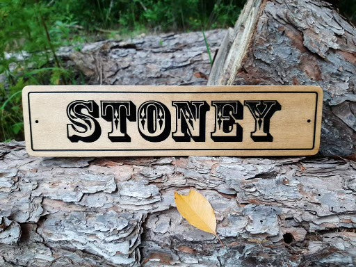 small custom wooden horse stall sign with western style font engraved. made in the USA