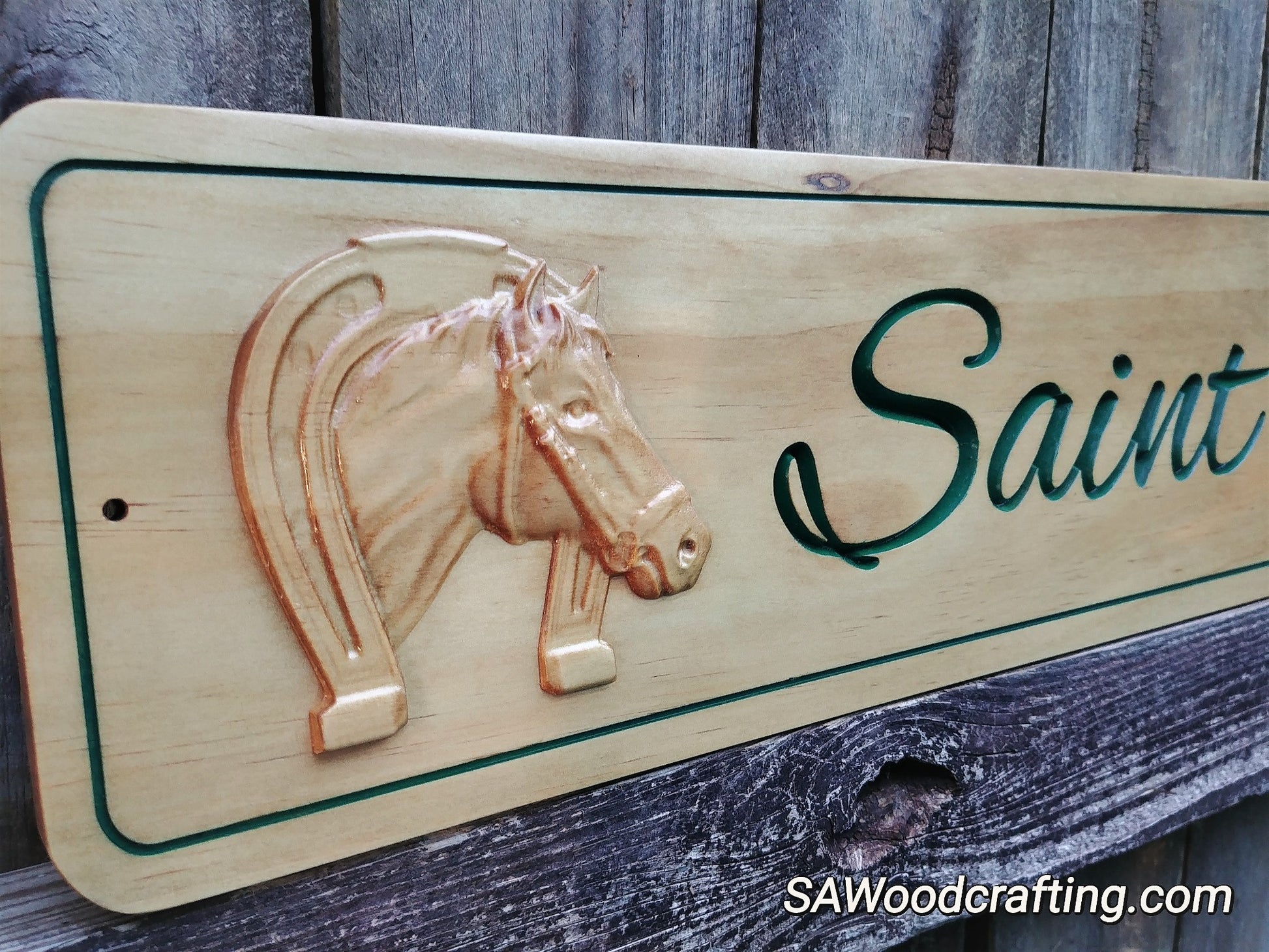 custom wood carved 3d wooden horse stall name plate