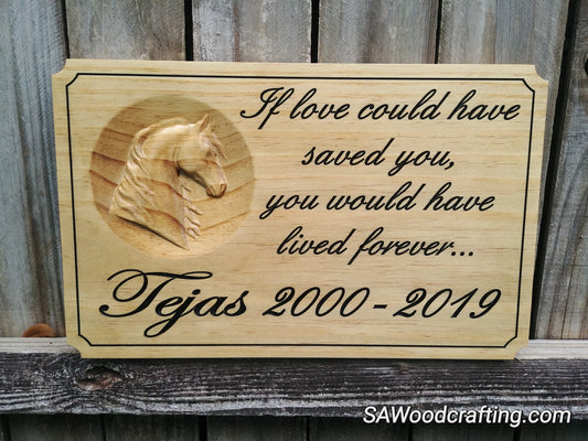Pet loss memorial sign wood, Memorial Name plaque for the Horse lover, Equine memorial sign. Custom Pet Memorial signs made in the USA.