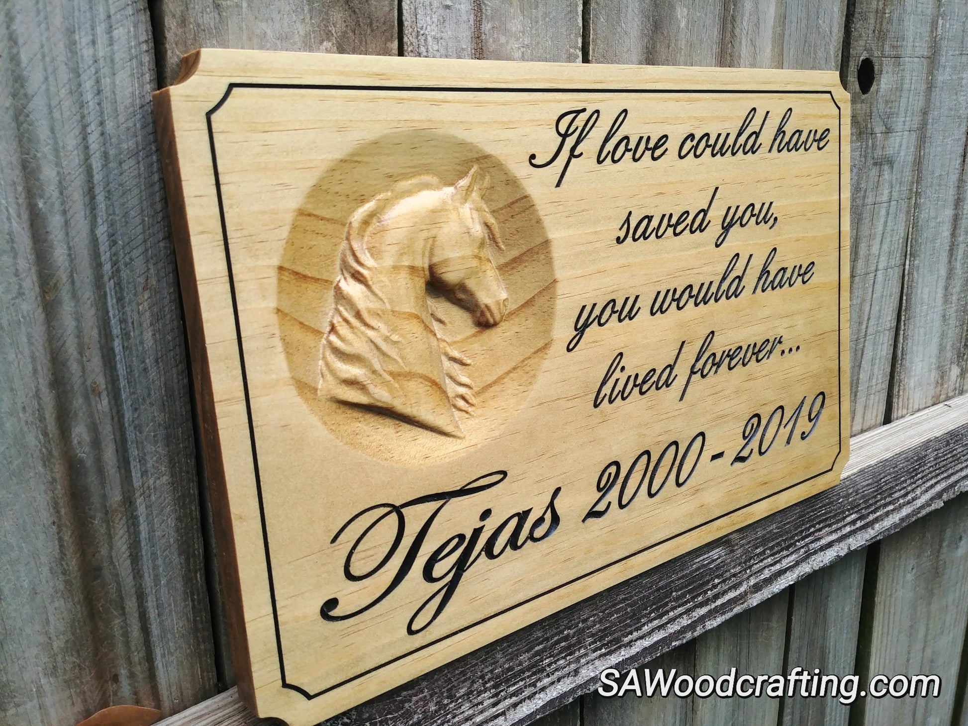 wood carved memorial sign for pet made in the USA.