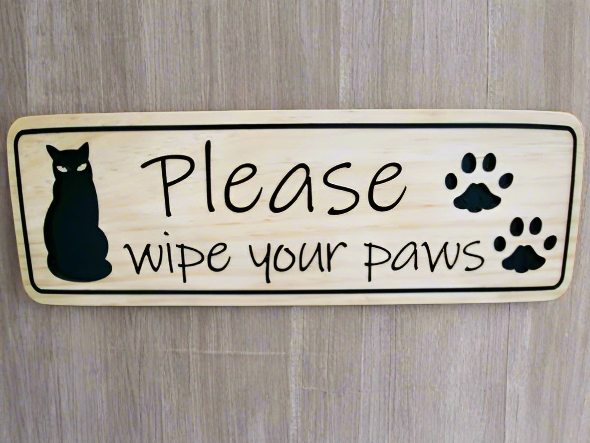 Cat lover gift , custom made wood sign to hang on the front door. Pet lovers name sign made in the USA.