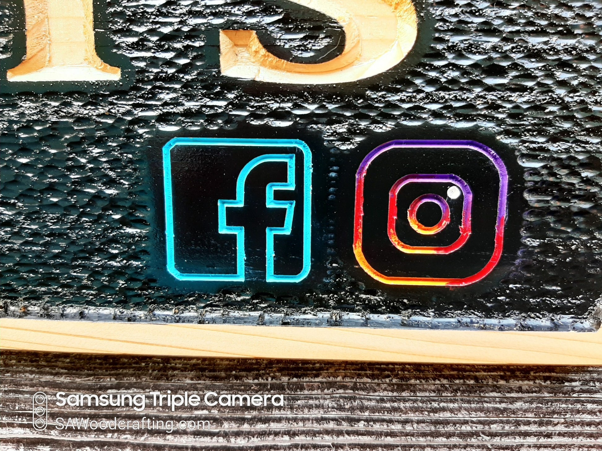 custom engraved jand painted facebook instagram logos