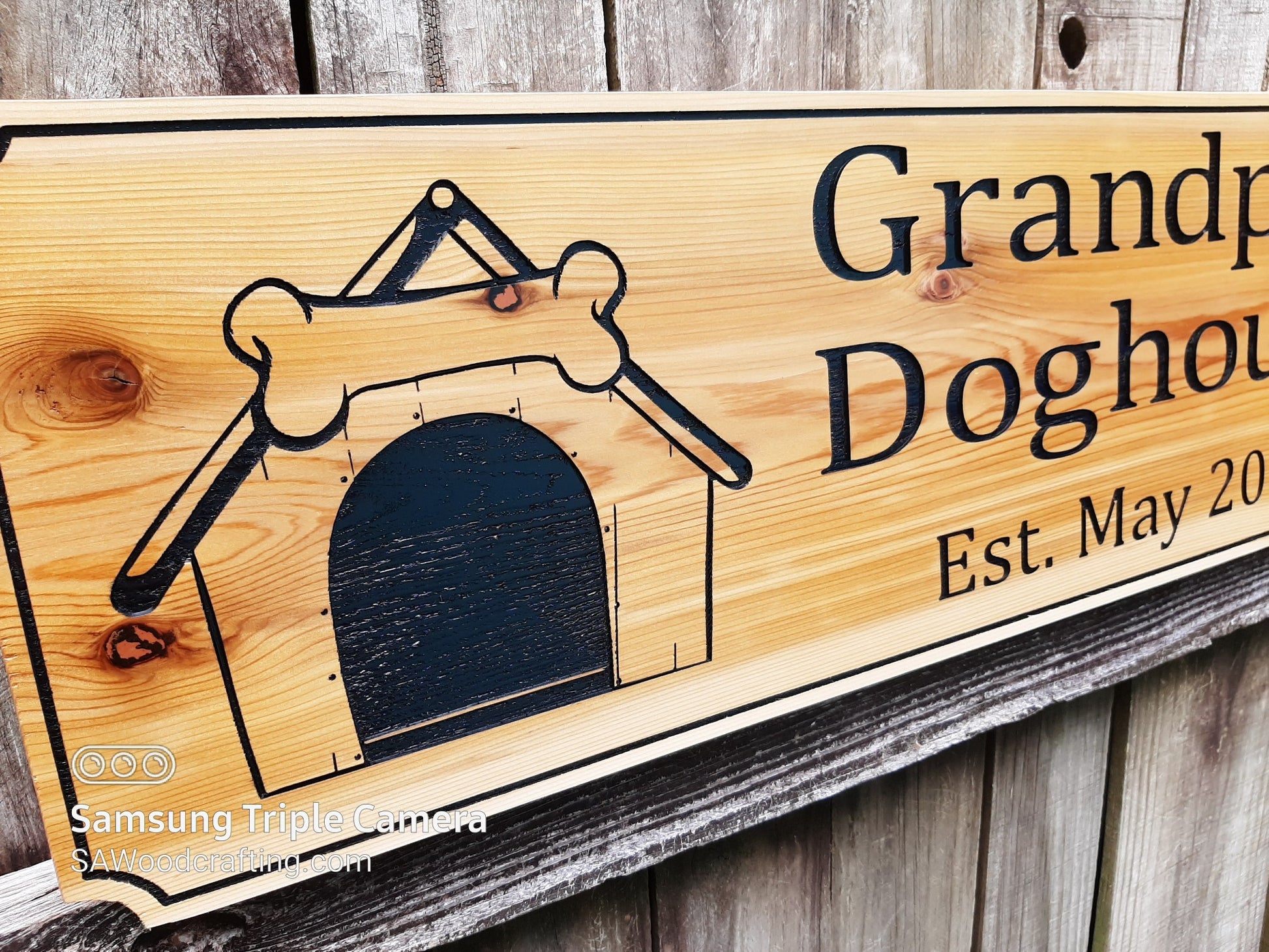 custom made wood doghouse sign.