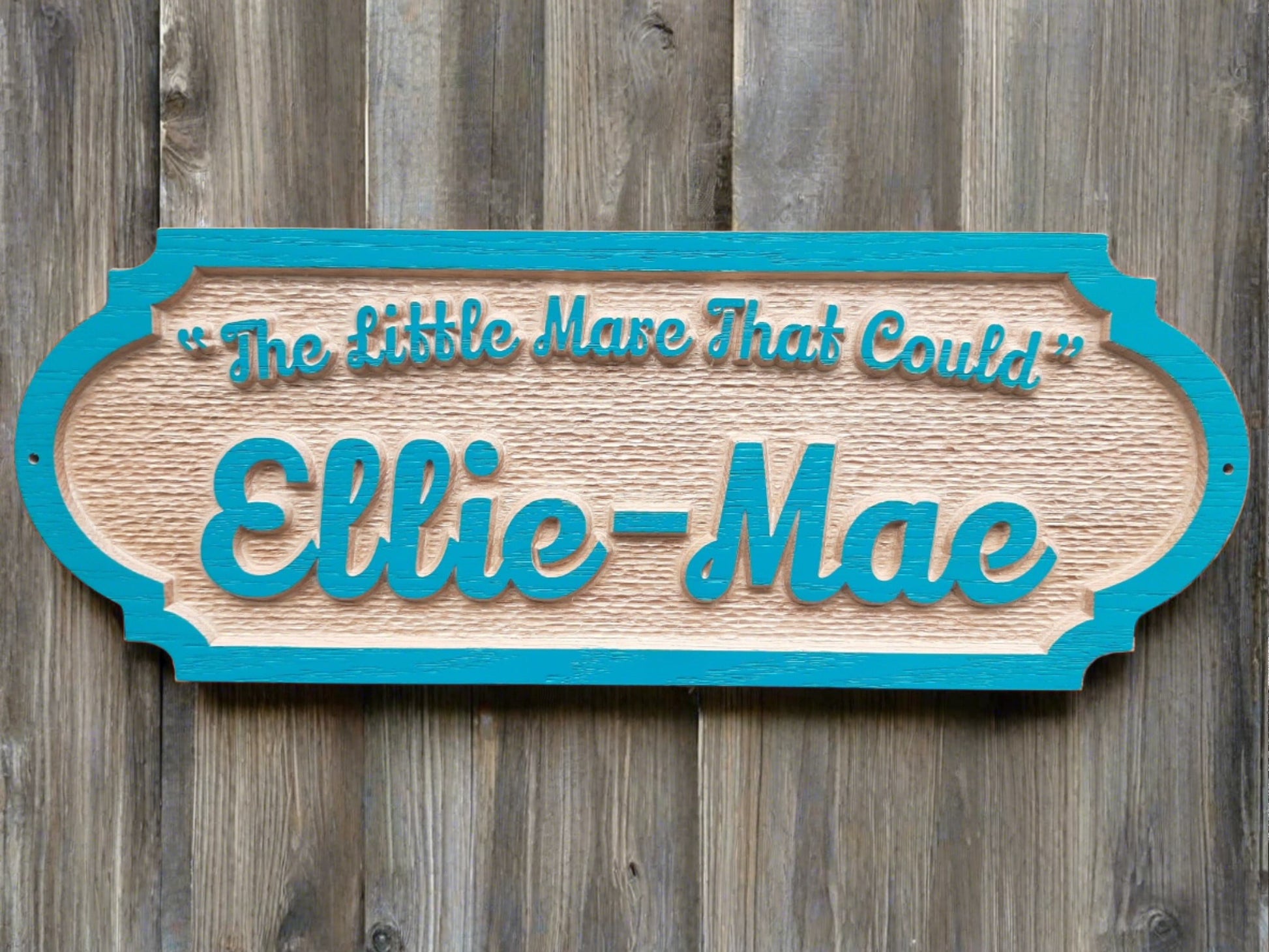 Personalized solid Oak Stall name plate with hand painted custom colors