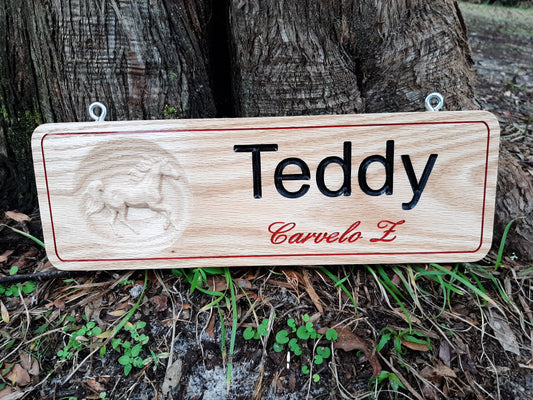 Personalized Hand Painted Carved Wood Horse Stall Signs
