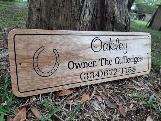 Owner info Horse show name sign