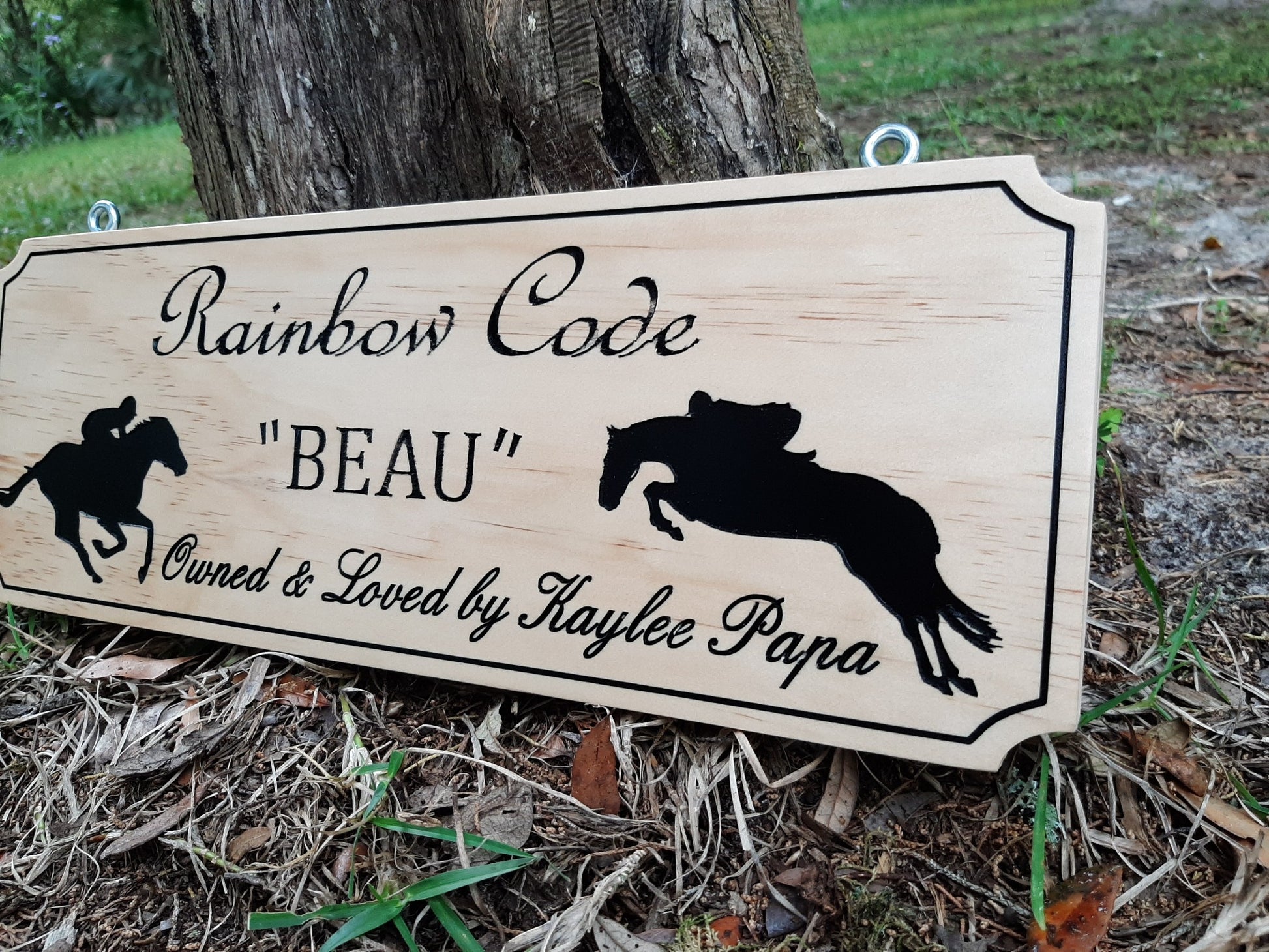 Racing horse stall name plate made in the USA