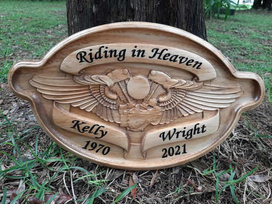 Custom personalized wood carved Harley Davidson motorcycle name sign wood. Buy Harley Davidson gifts made in the USA.