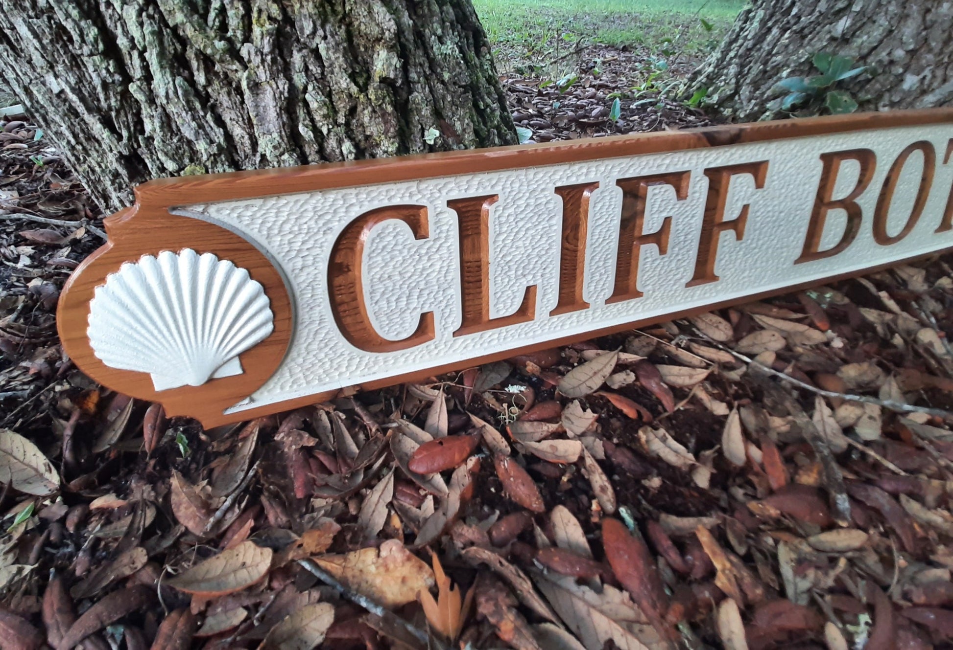 beach wall art with sea shells, wood carved sea shell wall sign. made in the USA