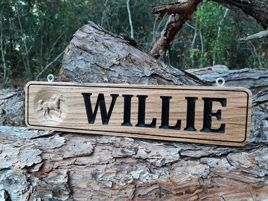 Personalized Solid Wood Horse Name Plate
