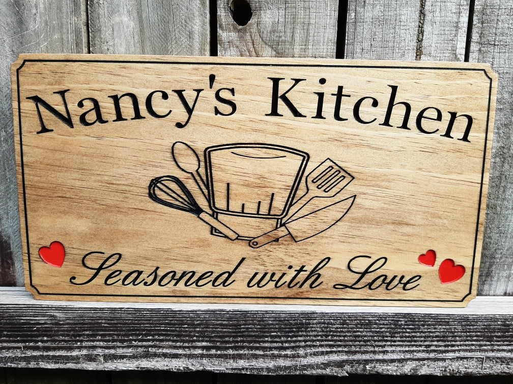 Custom made wooden signs for the Chef's kitchen