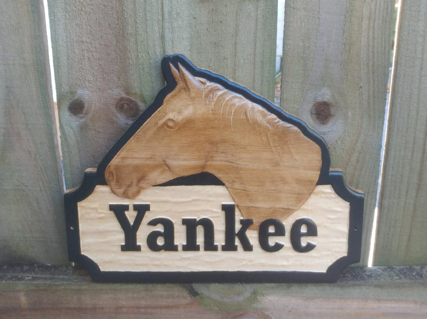 3D woodworking and high quality personalized horse stall signs to dress up that horse barn aisle.