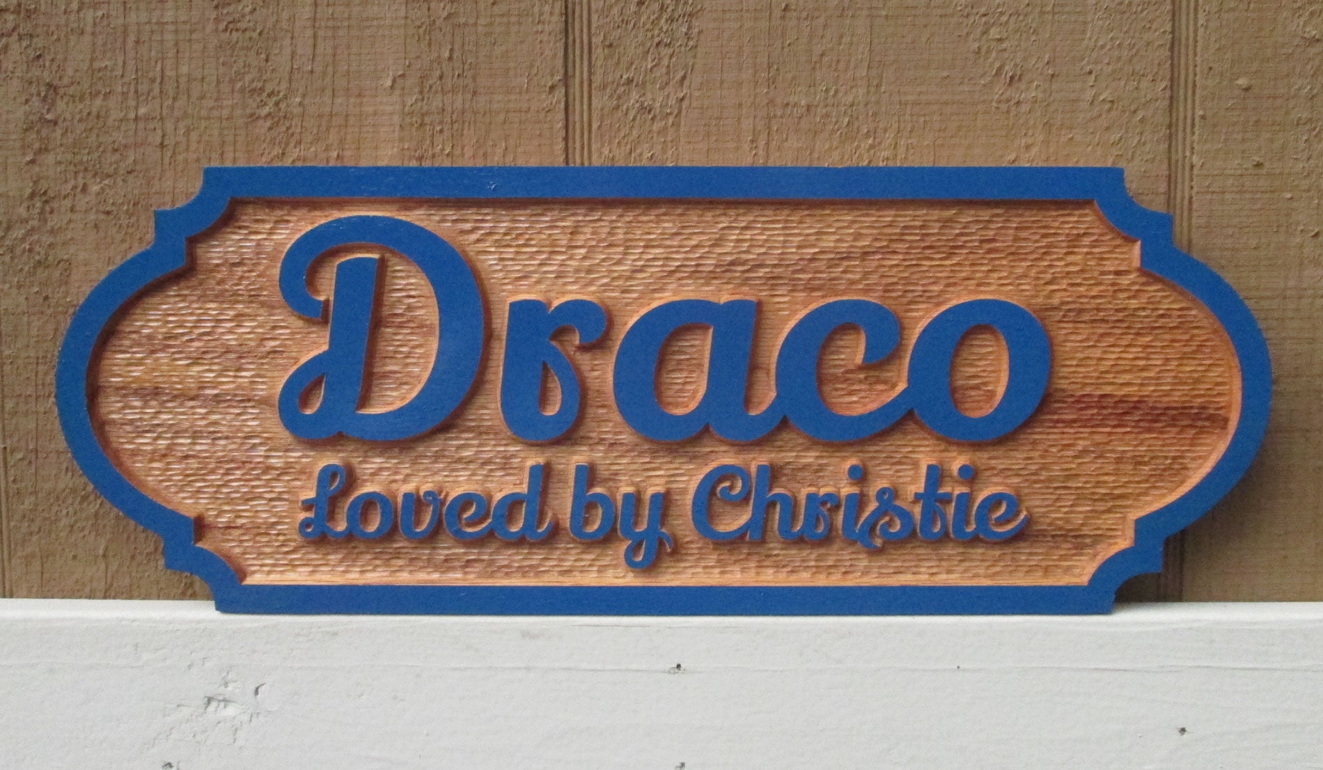 color painted wooden horse stall sign