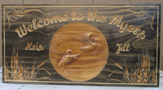 Rustic Duck Hunting Family Name Sign